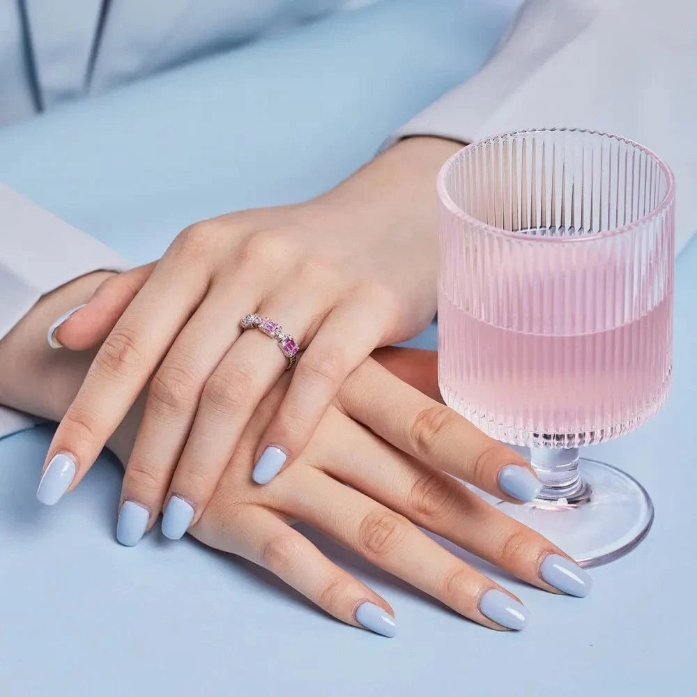 Fade Free Square Shape 925 Sterling Silver Ring Eternity Band Rainbow Pink Diamond Wedding Cz Cubic Zirconia Rings Jewelry Women