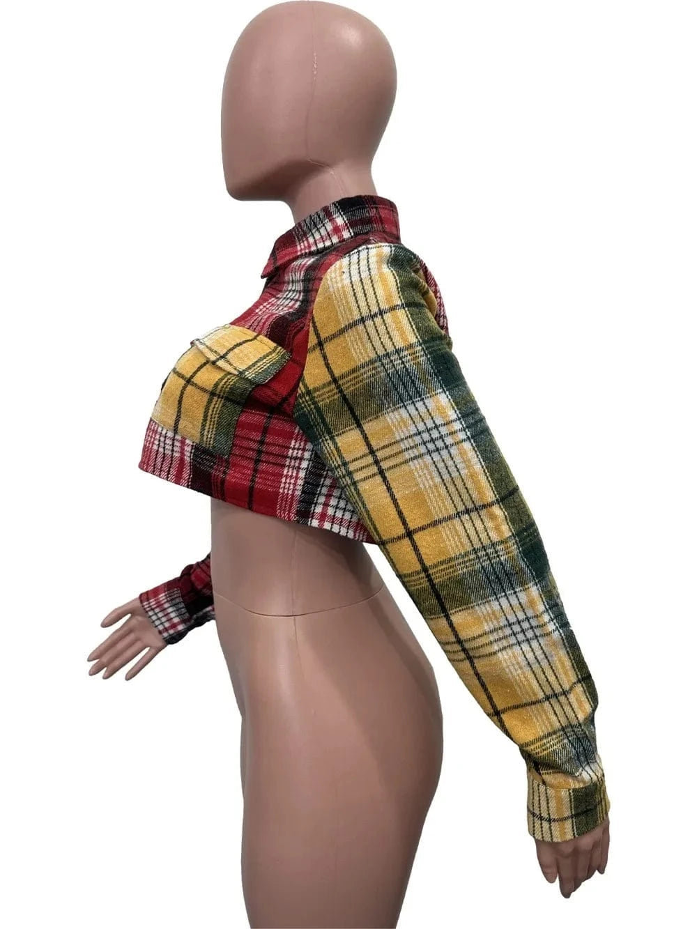FAGADOER Fashion Plaid Print Slim Crop Coats Women Turndown Collar Button Long Sleeve Slim Tops Casual Female Pocket OL Clothing