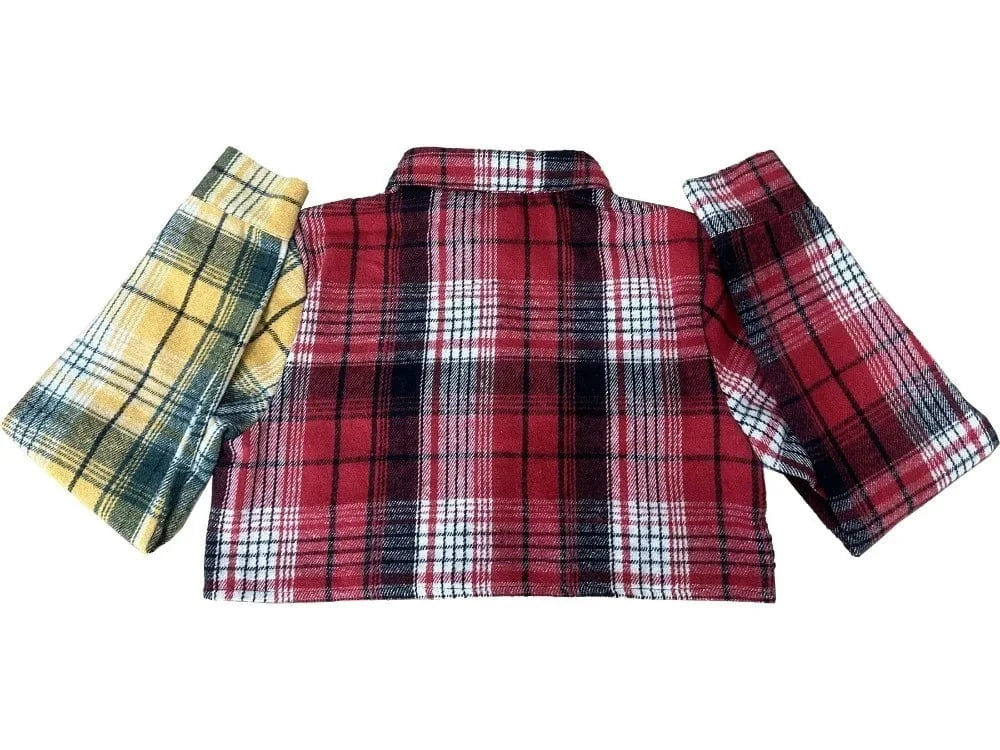 FAGADOER Fashion Plaid Print Slim Crop Coats Women Turndown Collar Button Long Sleeve Slim Tops Casual Female Pocket OL Clothing