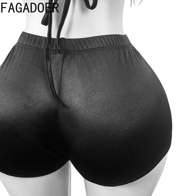 FAGADOER Y2k Sexy Bodycon Shorts for Woman Solid Color High Waist Elasticity Shorts Female Streetwear Bottoms 2025 Summer New