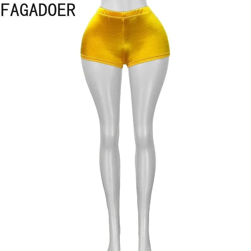 FAGADOER Y2k Sexy Bodycon Shorts for Woman Solid Color High Waist Elasticity Shorts Female Streetwear Bottoms 2025 Summer New