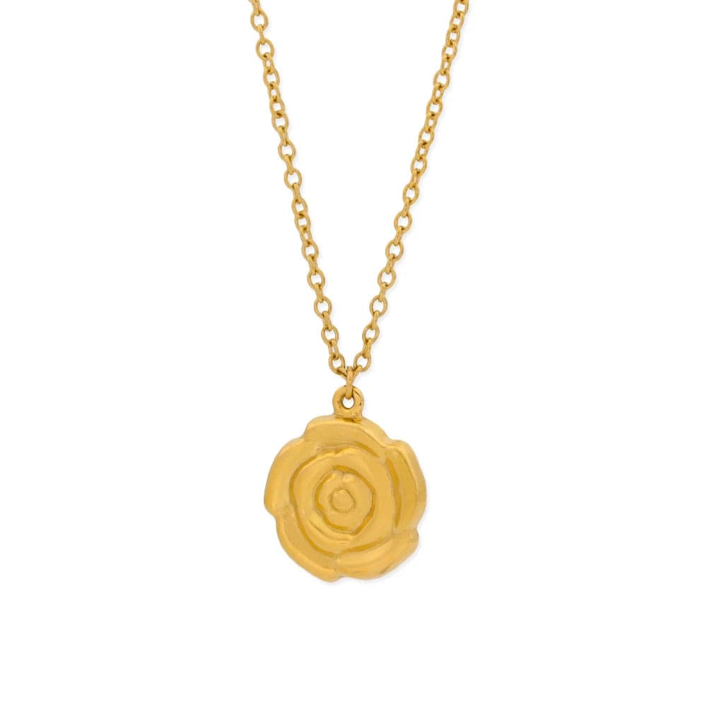 Fahionable Jewelry / YS731 Gold Color Necklace FANJIN FANJIN Stainless Steel Jewelry Personalized Gold Flower Big Rose Pendant Necklace For Women 18K Gold Plated Waterproof