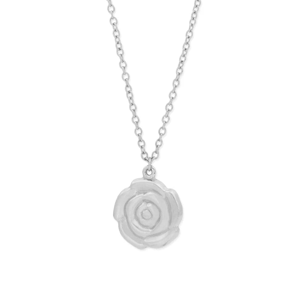 Fahionable Jewelry / YS731 Silver Color Necklace FANJIN FANJIN Stainless Steel Jewelry Personalized Gold Flower Big Rose Pendant Necklace For Women 18K Gold Plated Waterproof