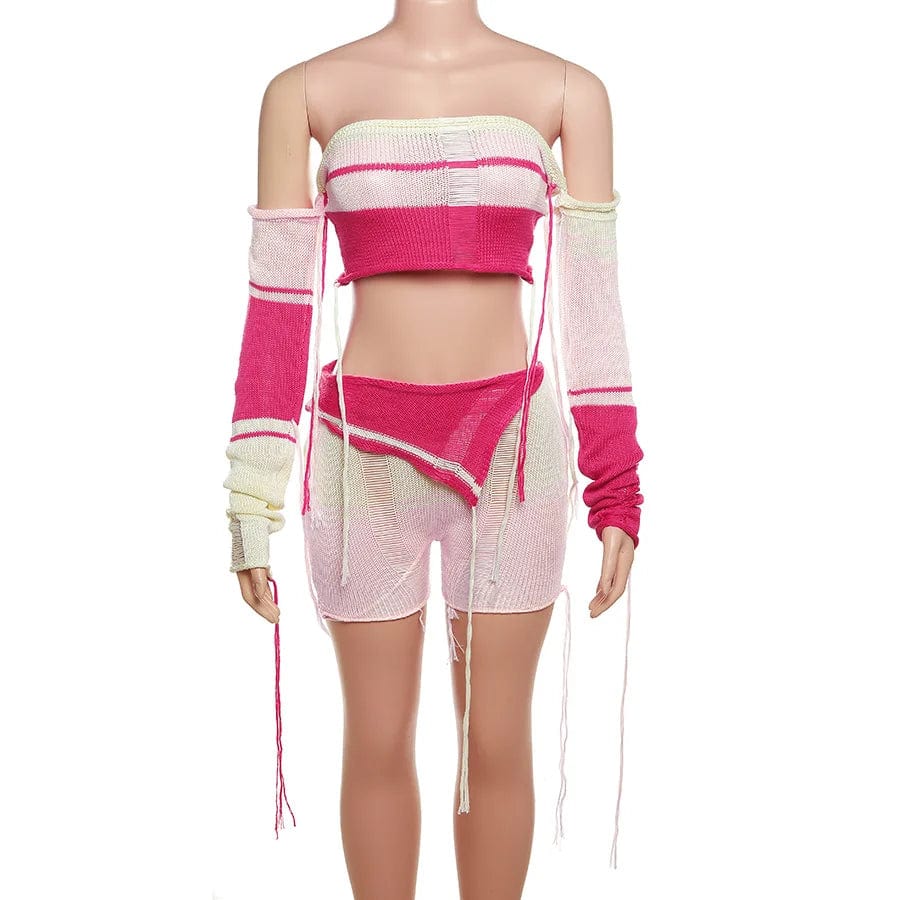 Fall 2023 Women Clothes Shorts Knit Sexy Women Corp Sweater 2 Piece Cozy Knit Sweater Set Knitting Needles Short Set