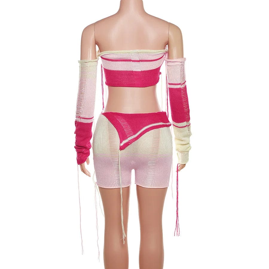 Fall 2023 Women Clothes Shorts Knit Sexy Women Corp Sweater 2 Piece Cozy Knit Sweater Set Knitting Needles Short Set