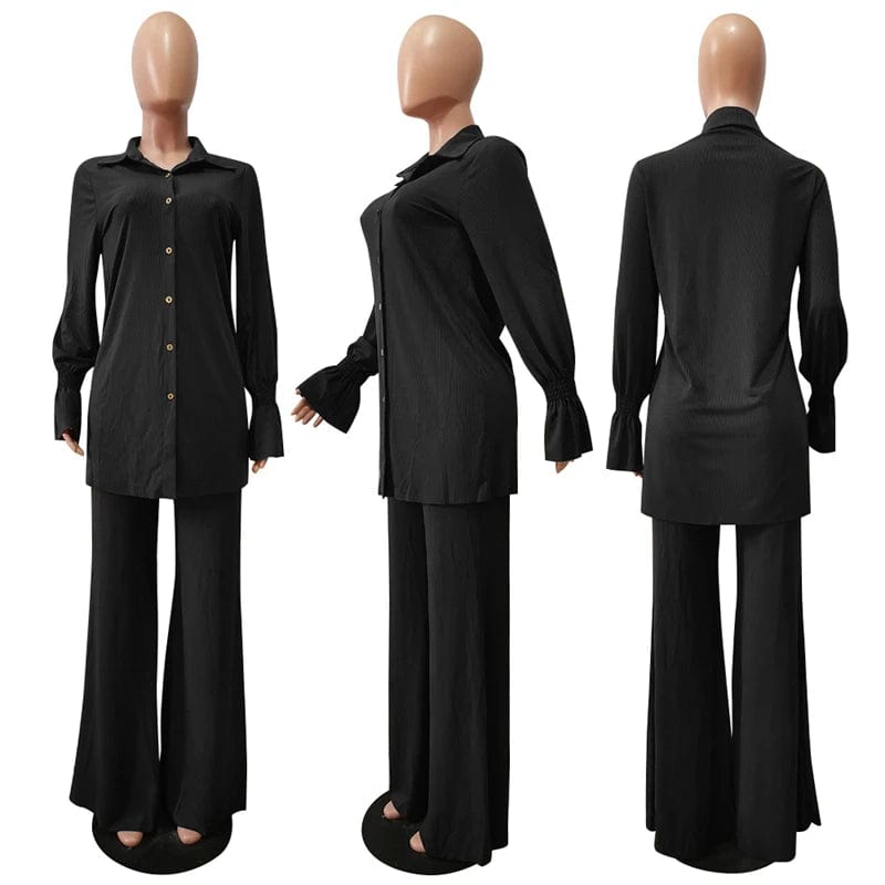 fall 2024 lady miyake pleated fabric african women two 2 piece long pleated shirt pant set 2024 clothes clothing for women 2022