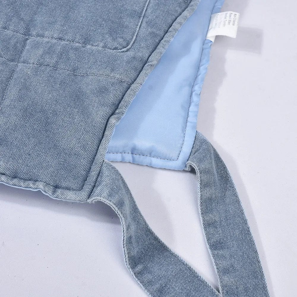 Fall Denim Clip Cotton Wash with Hooded Sleeveless Cargo Short Vest Casual Women Cotton Lining Woven