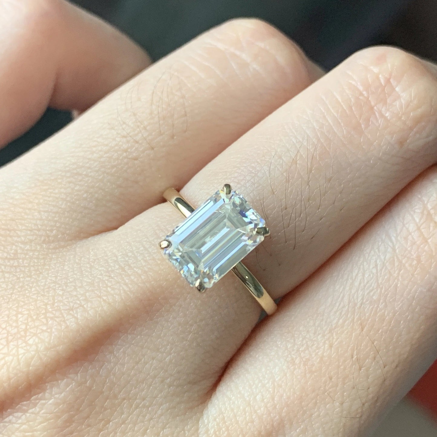 Fancy Jewelry Wedding Engagement 10k Gold Emerald Cut 3 Carat VVS D Moissanite Emerald Cut Moissanite Ring