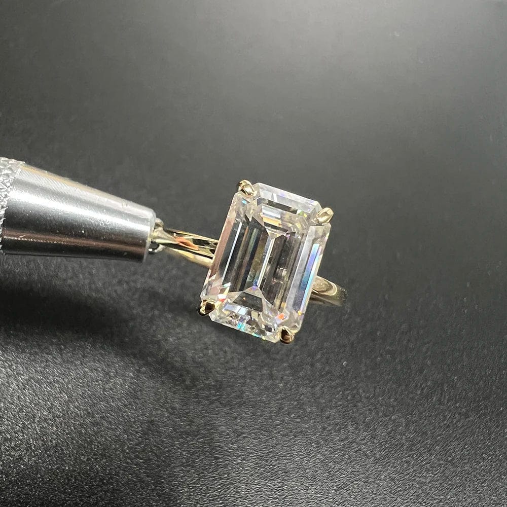 Fancy Jewelry Wedding Engagement 10k Gold Emerald Cut 3 Carat VVS D Moissanite Emerald Cut Moissanite Ring