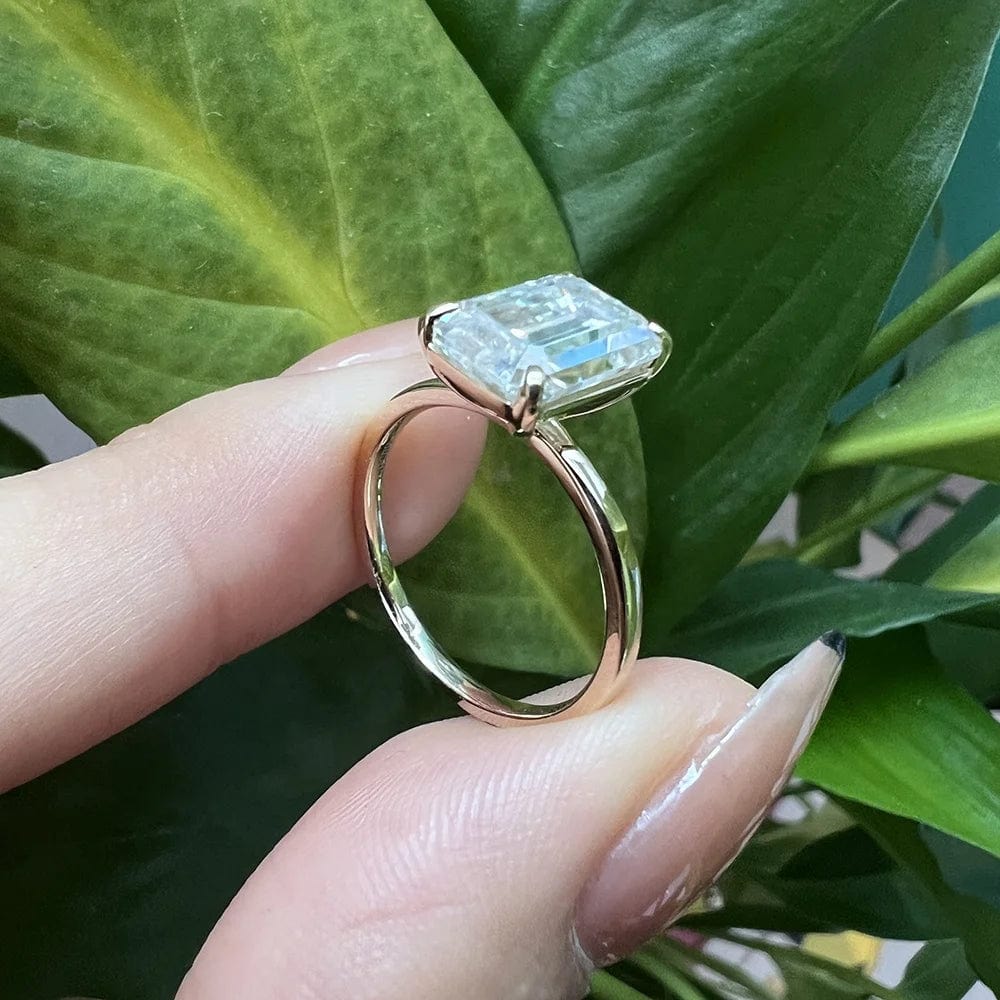 Fancy Jewelry Wedding Engagement 10k Gold Emerald Cut 3 Carat VVS D Moissanite Emerald Cut Moissanite Ring
