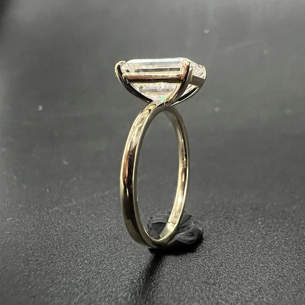 Fancy Jewelry Wedding Engagement 10k Gold Emerald Cut 3 Carat VVS D Moissanite Emerald Cut Moissanite Ring