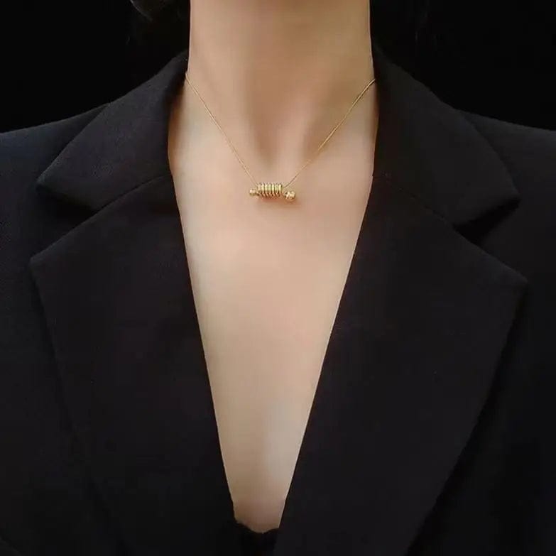 FANJIN Coil Shape Stainless Steel Pendant Necklace for Women Minimalist Daily Wear Neck Jewelry