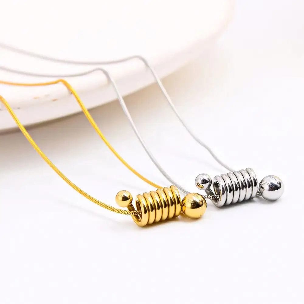FANJIN Coil Shape Stainless Steel Pendant Necklace for Women Minimalist Daily Wear Neck Jewelry