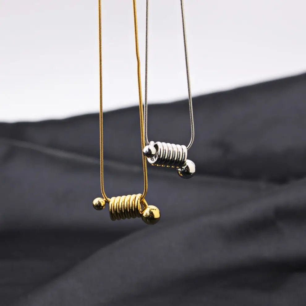 FANJIN Coil Shape Stainless Steel Pendant Necklace for Women Minimalist Daily Wear Neck Jewelry