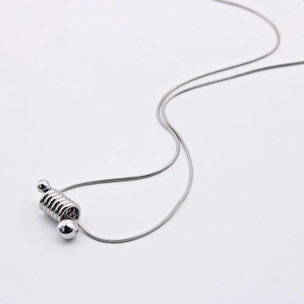 FANJIN Coil Shape Stainless Steel Pendant Necklace for Women Minimalist Daily Wear Neck Jewelry