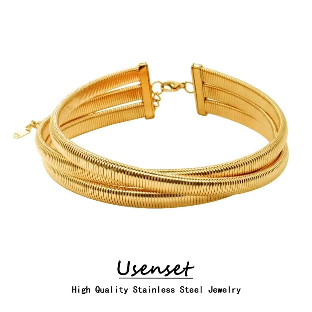 FANJIN Fashion Jewelry Choker Stainless Steel Short Necklace Women Gift Chains Beach Party Gifts Waterproof Wholesale