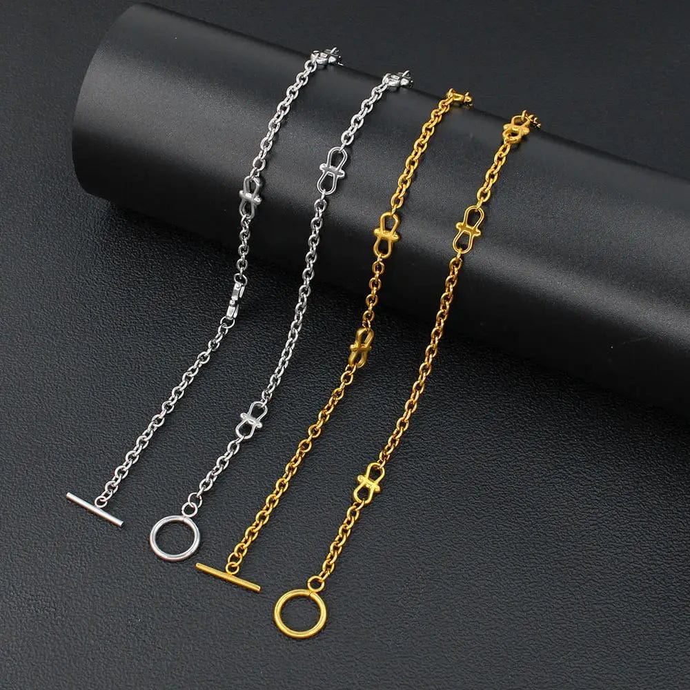 FANJIN Fashion long chain stainless steel necklace wrapped bracelets sweater chains necklaces jewelry