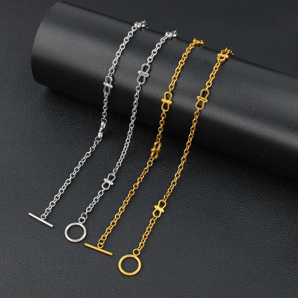 FANJIN Fashion long chain stainless steel necklace wrapped bracelets sweater chains necklaces jewelry