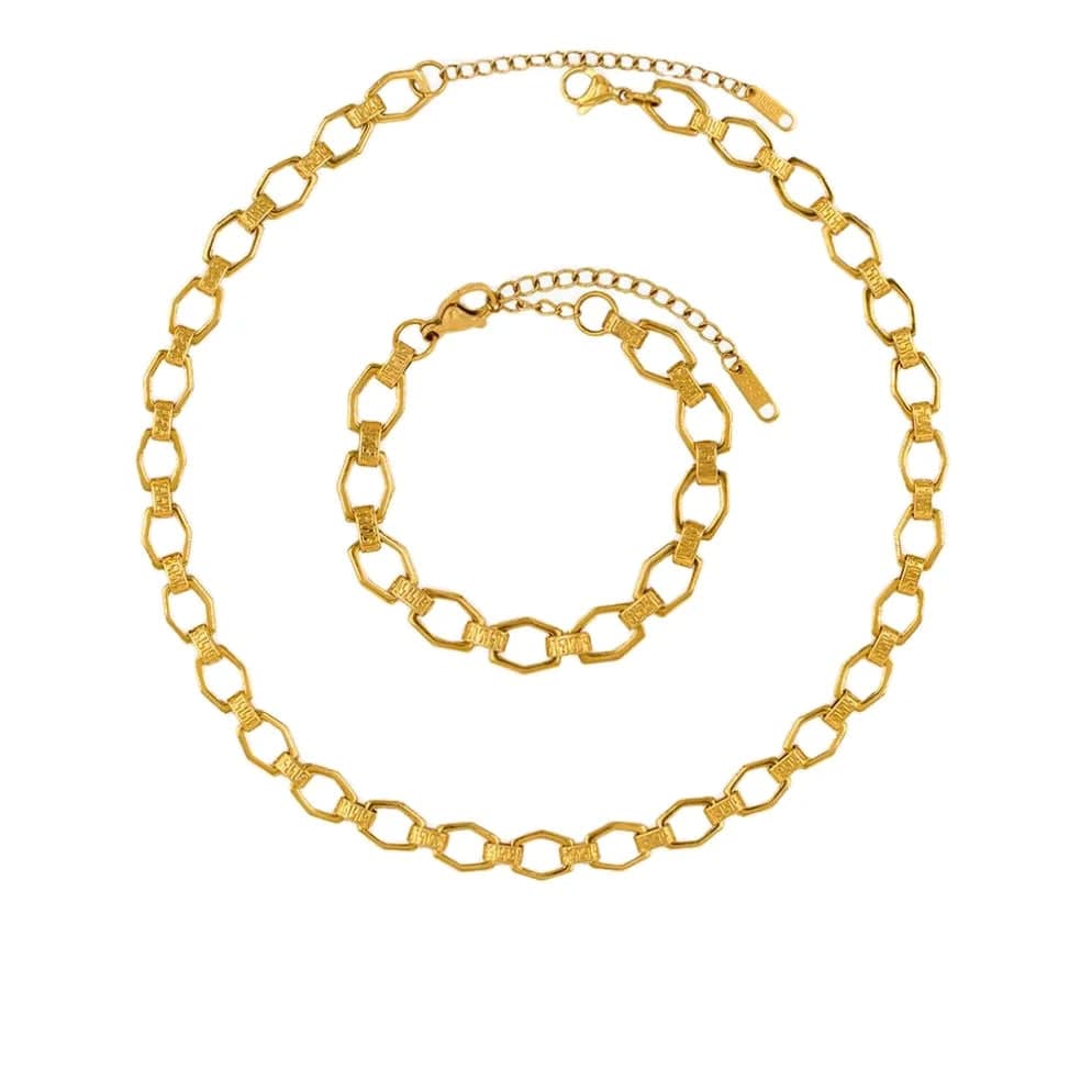 FANJIN High Quality 18K Gold Plated Stainless Steel Jewelry Bracelets chains popular women and men necklace