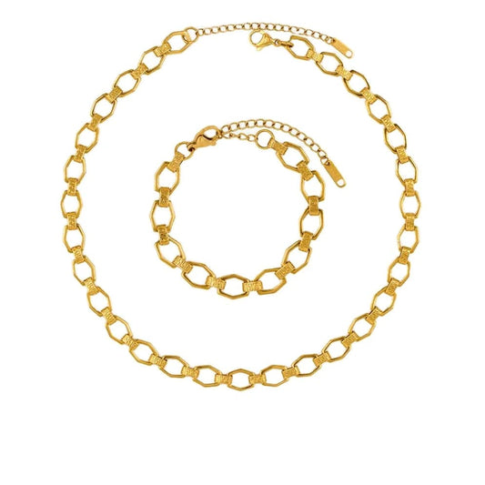 FANJIN High Quality 18K Gold Plated Stainless Steel Jewelry Bracelets chains popular women and men necklace