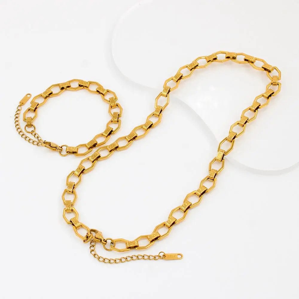 FANJIN High Quality 18K Gold Plated Stainless Steel Jewelry Bracelets chains popular women and men necklace