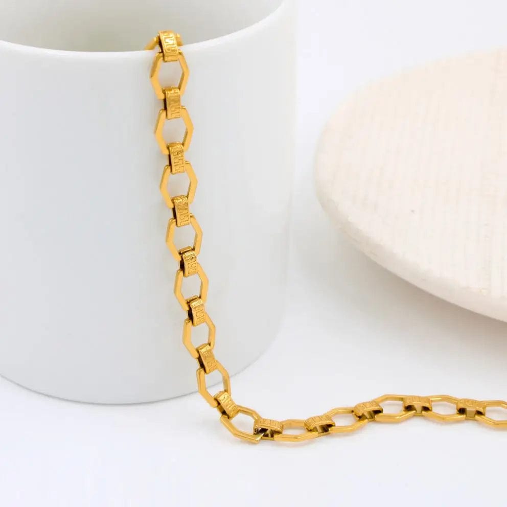 FANJIN High Quality 18K Gold Plated Stainless Steel Jewelry Bracelets chains popular women and men necklace