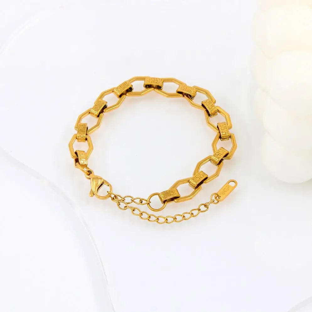FANJIN High Quality 18K Gold Plated Stainless Steel Jewelry Bracelets chains popular women and men necklace