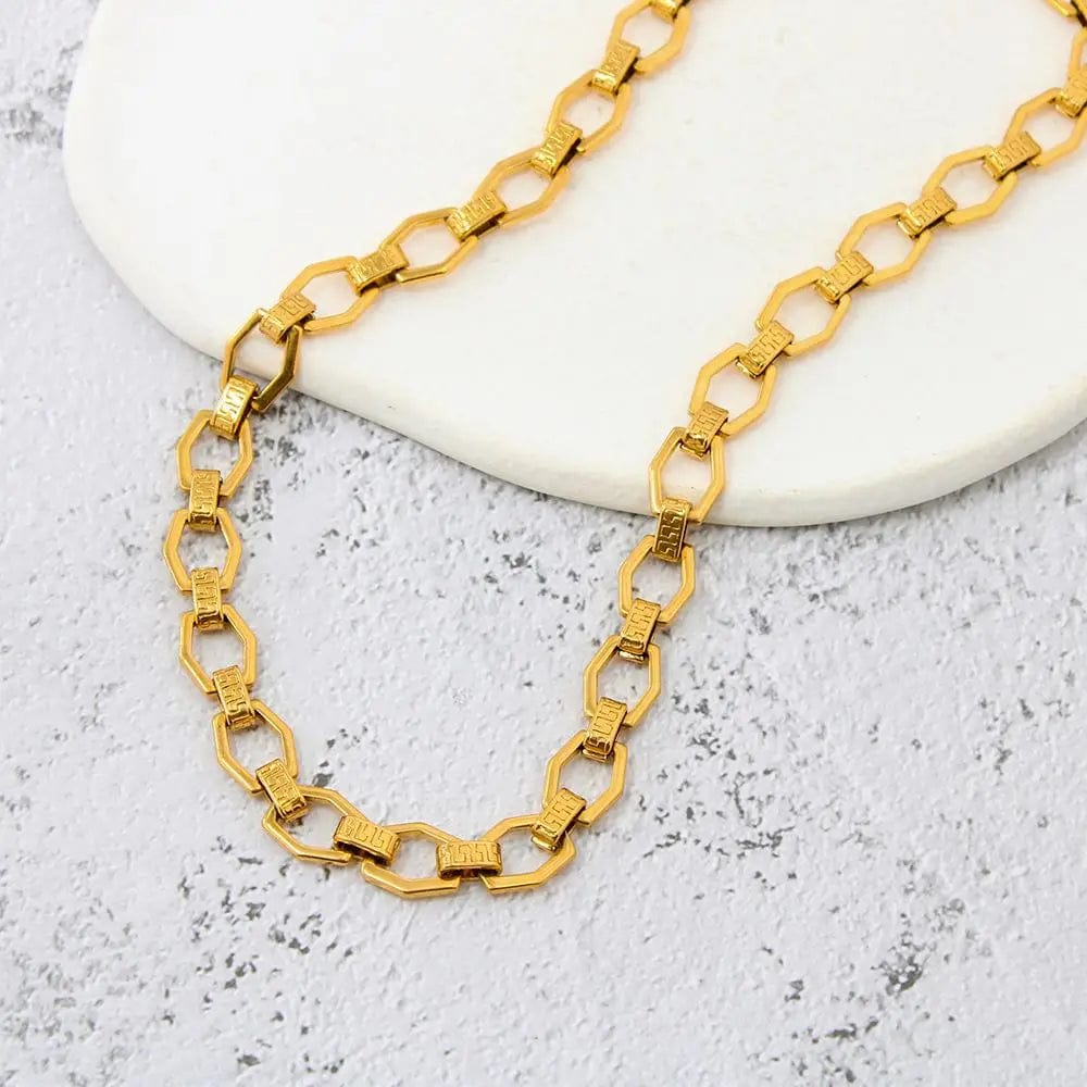 FANJIN High Quality 18K Gold Plated Stainless Steel Jewelry Bracelets chains popular women and men necklace