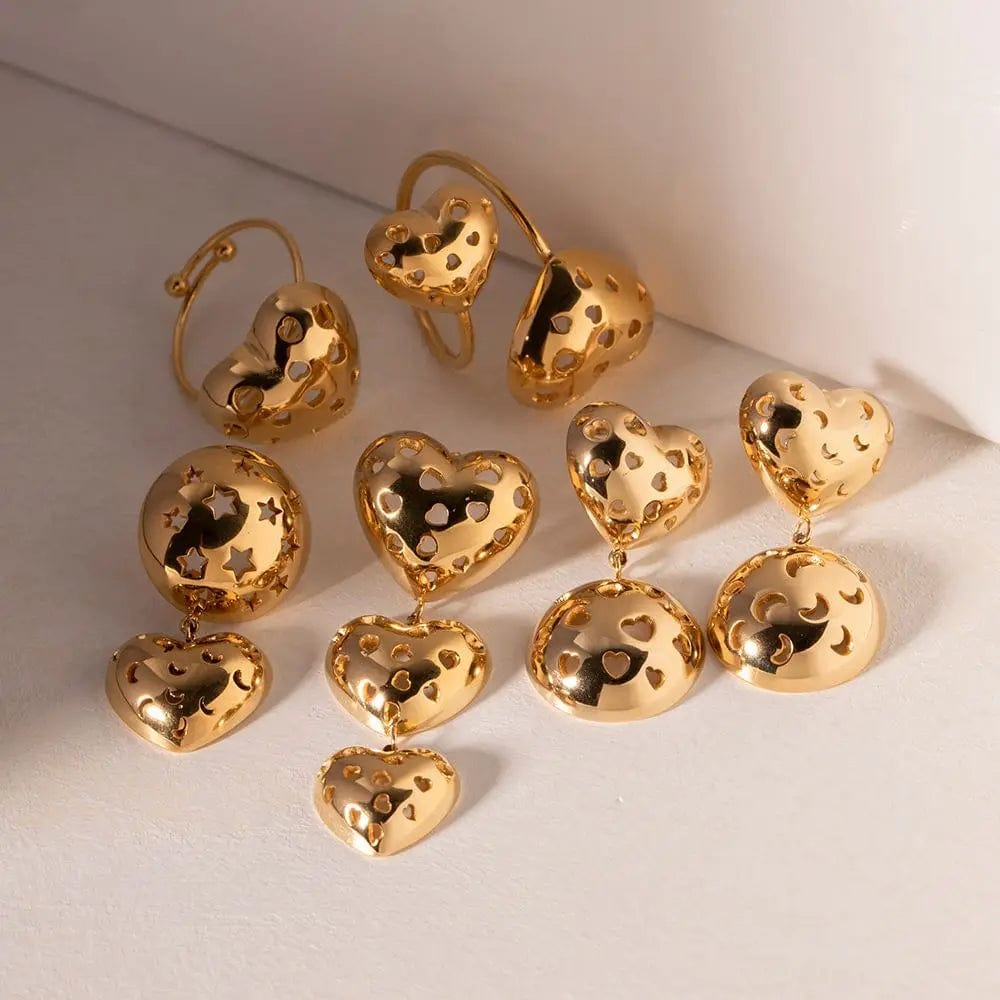 FANJIN New Fashion Jewelry Hollow Out Earrings Moon Shape Design Hypoallergenic Earring For Women