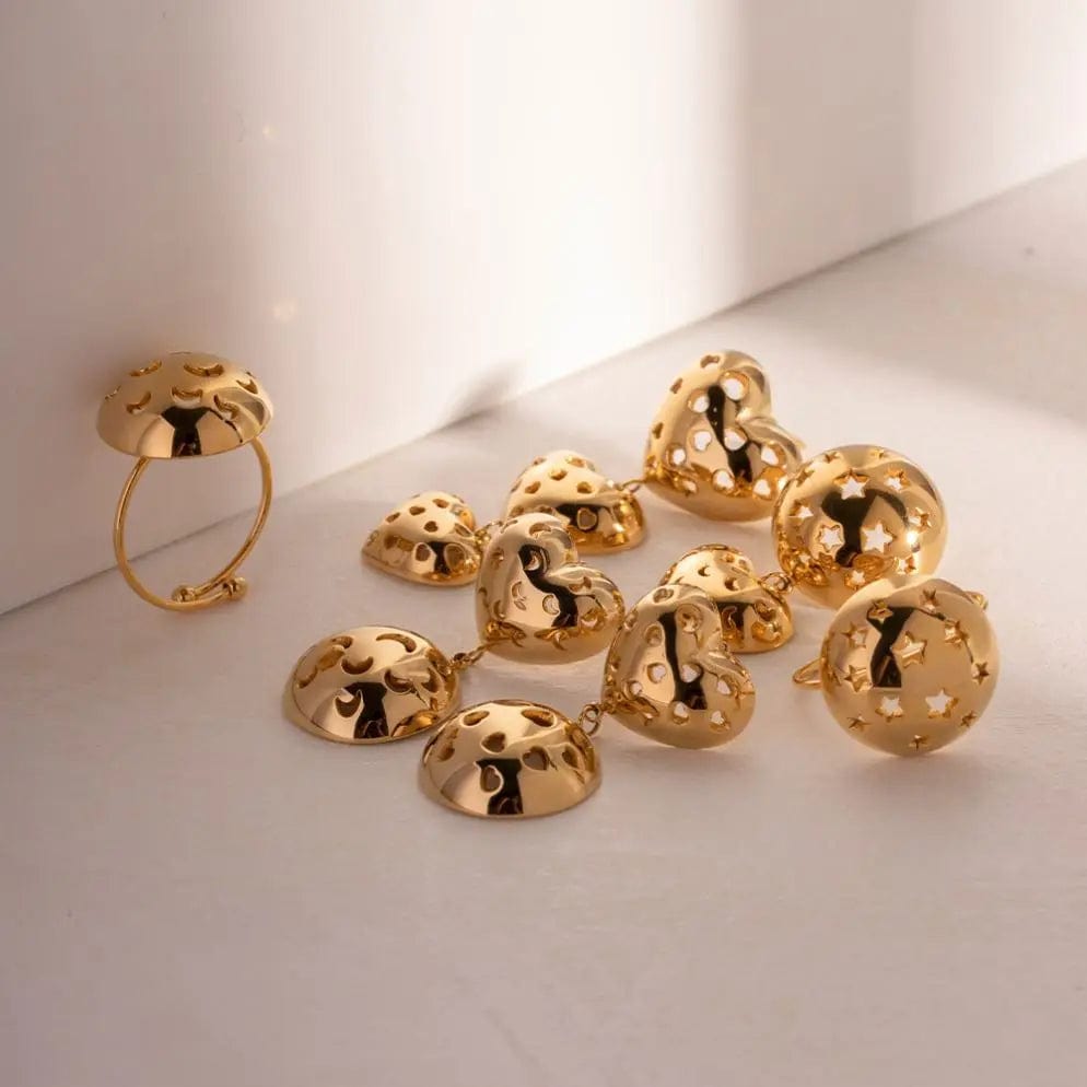 FANJIN New Fashion Jewelry Hollow Out Earrings Moon Shape Design Hypoallergenic Earring For Women