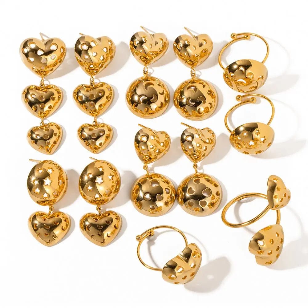 FANJIN New Fashion Jewelry Hollow Out Earrings Moon Shape Design Hypoallergenic Earring For Women