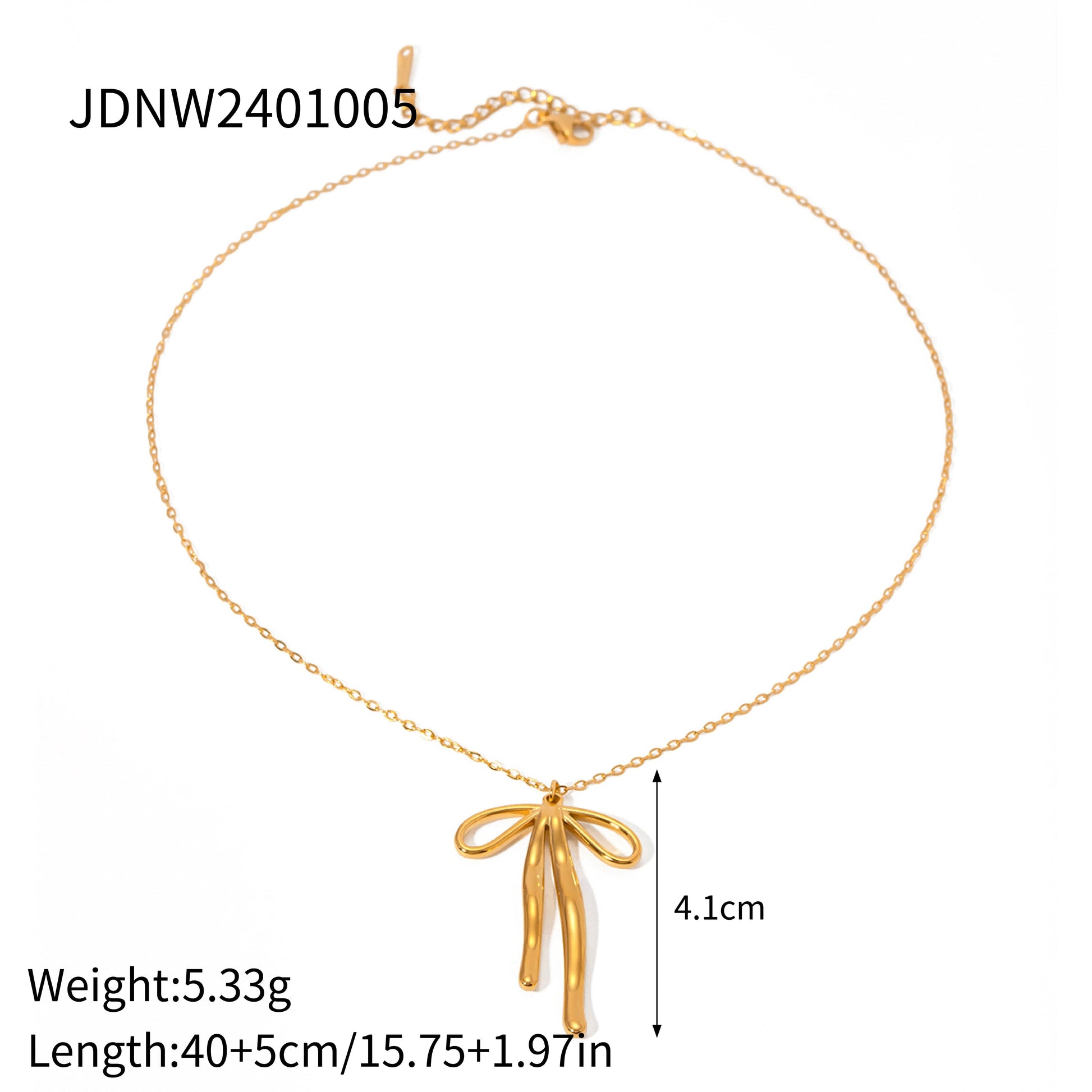 FANJIN New Trend Bow Design Series Rings Gold Jewelry Stainless Steel Bow Pendant Necklace Earrings Sets