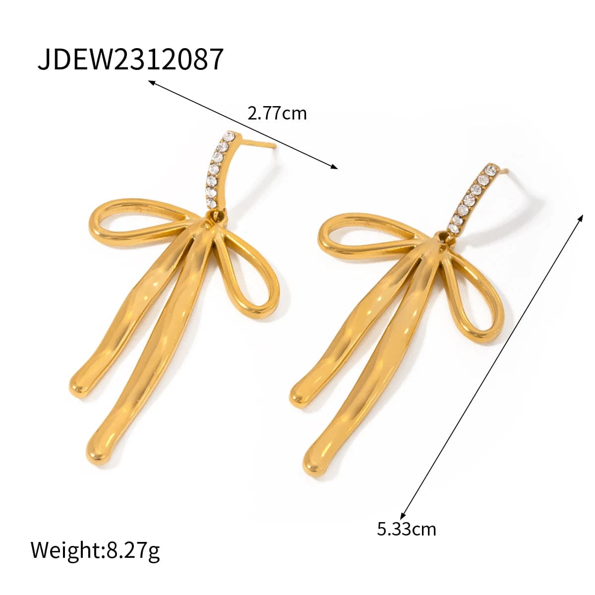 FANJIN New Trend Bow Design Series Rings Gold Jewelry Stainless Steel Bow Pendant Necklace Earrings Sets