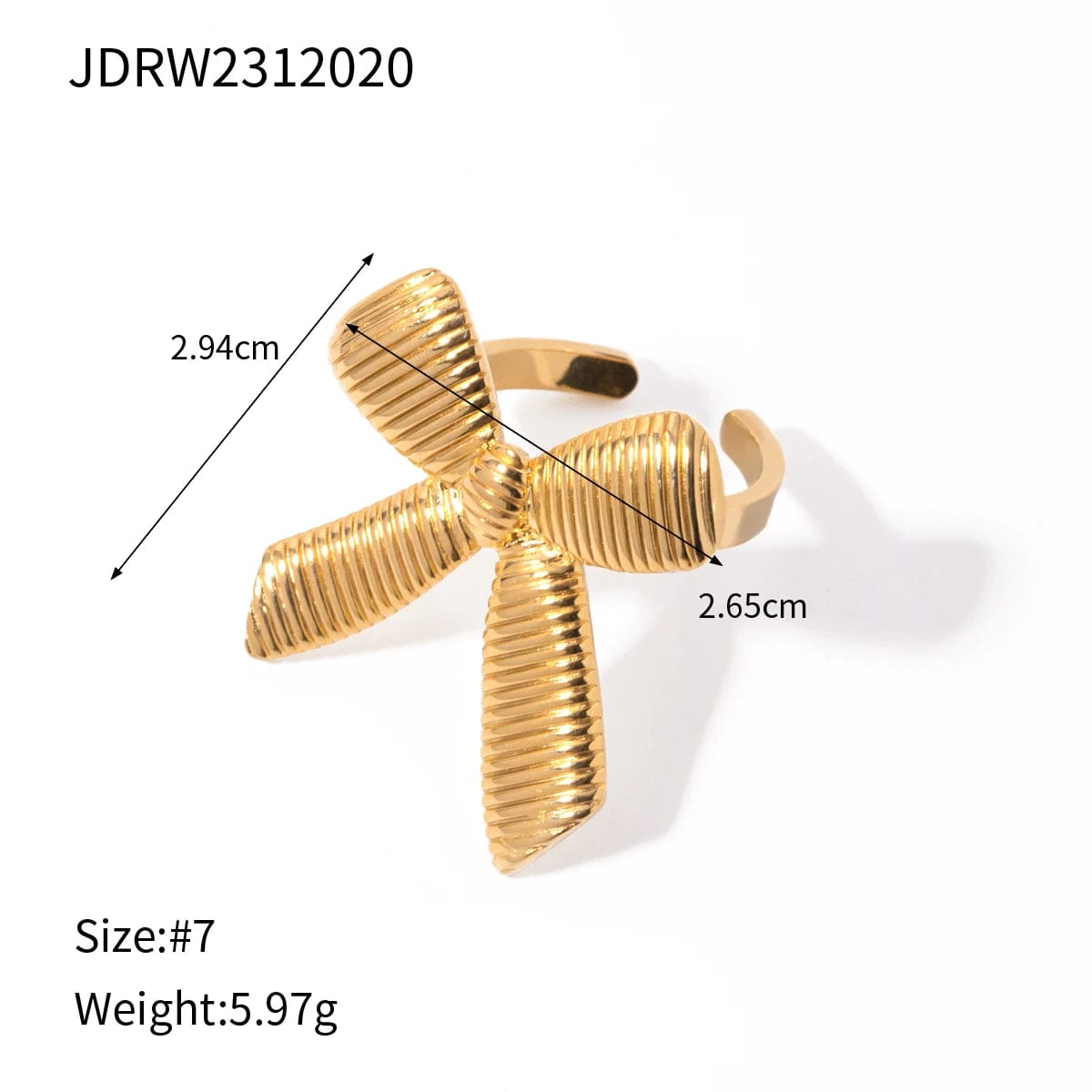 FANJIN New Trend Bow Design Series Rings Gold Jewelry Stainless Steel Bow Pendant Necklace Earrings Sets