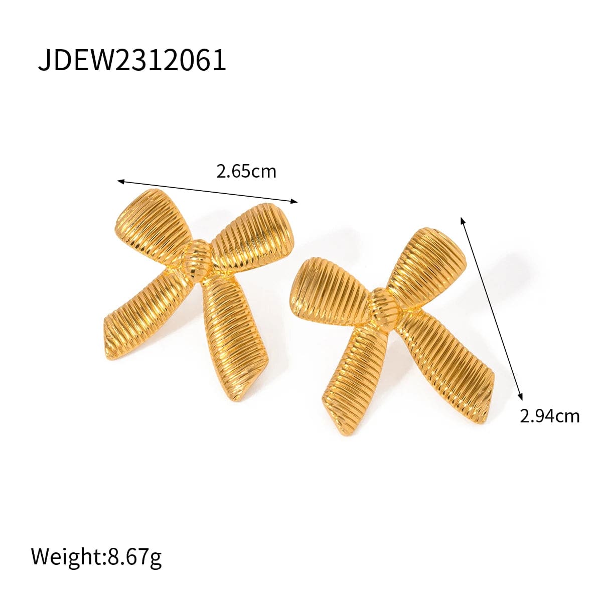 FANJIN New Trend Bow Design Series Rings Gold Jewelry Stainless Steel Bow Pendant Necklace Earrings Sets