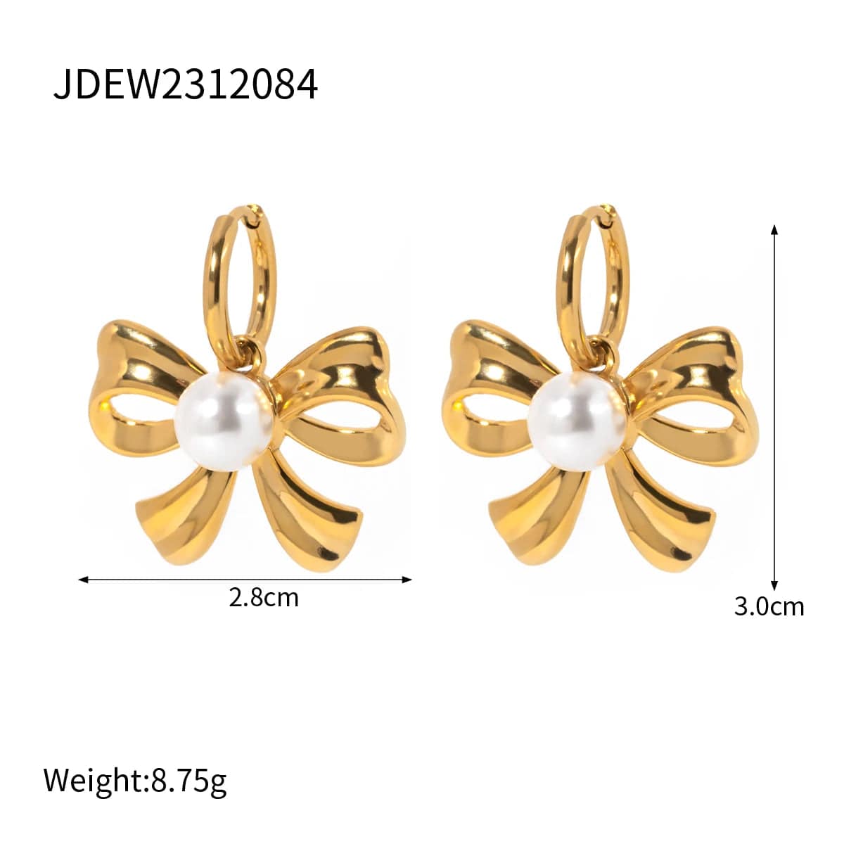 FANJIN New Trend Bow Design Series Rings Gold Jewelry Stainless Steel Bow Pendant Necklace Earrings Sets