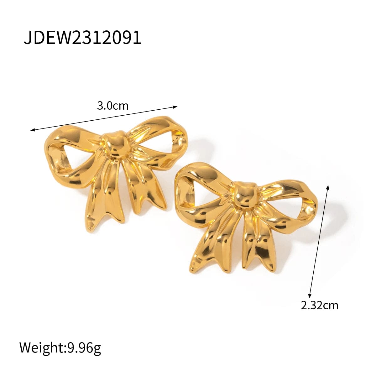 FANJIN New Trend Bow Design Series Rings Gold Jewelry Stainless Steel Bow Pendant Necklace Earrings Sets