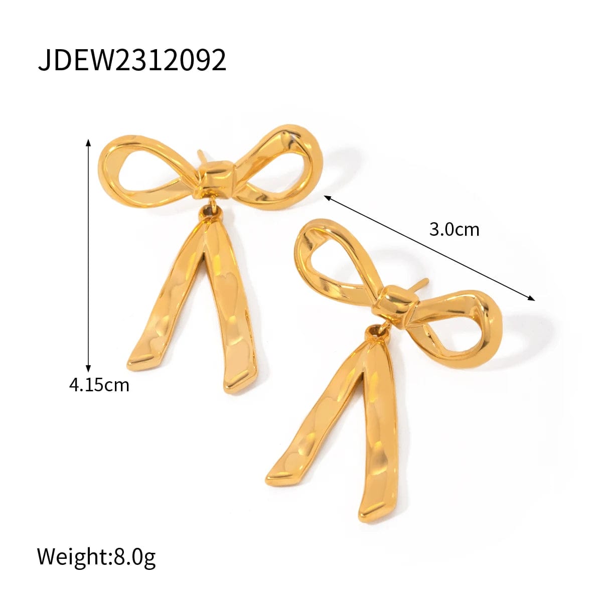 FANJIN New Trend Bow Design Series Rings Gold Jewelry Stainless Steel Bow Pendant Necklace Earrings Sets