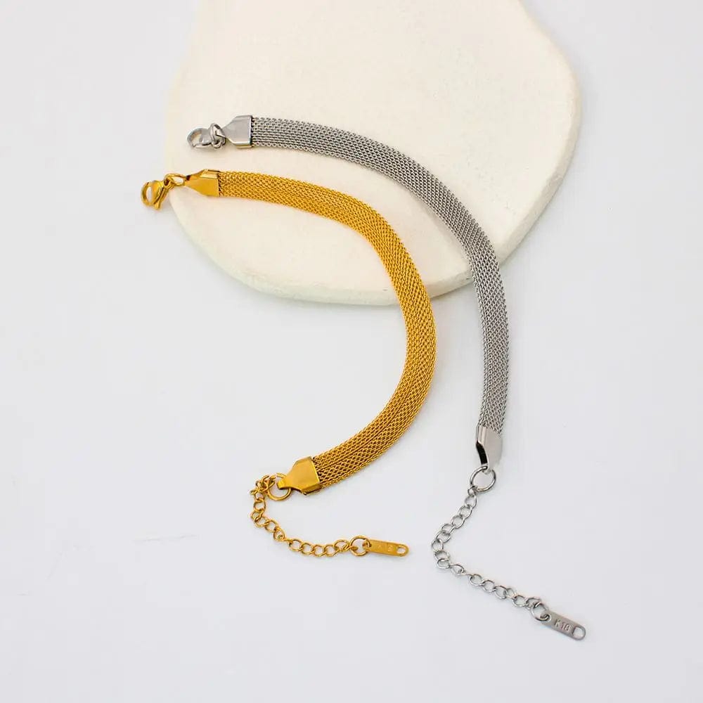 FANJIN Stainless Steel Mesh Bracelet Trendy Weave Fashion  Retention Hand Chain Jewelry for Girl Teen Women Wife