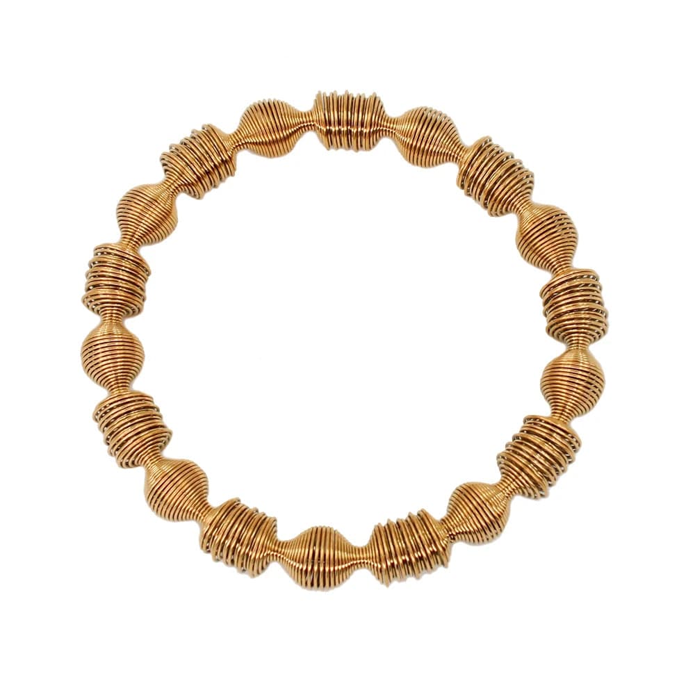 FANJIN Stylish Txetured Elastic Stainless Steel Jewelry Set Temperament Women's Gold Color Daily Wear Accessories Wholesale