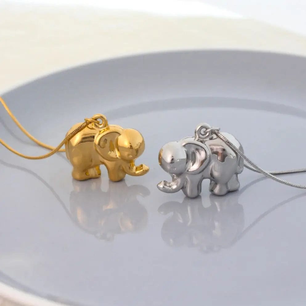 FANJIN Wholesale Gold Elephant Shaped Hollow Out Pendant Necklace Animal Necklace for Women Men Jewelry Elephant Necklace Set