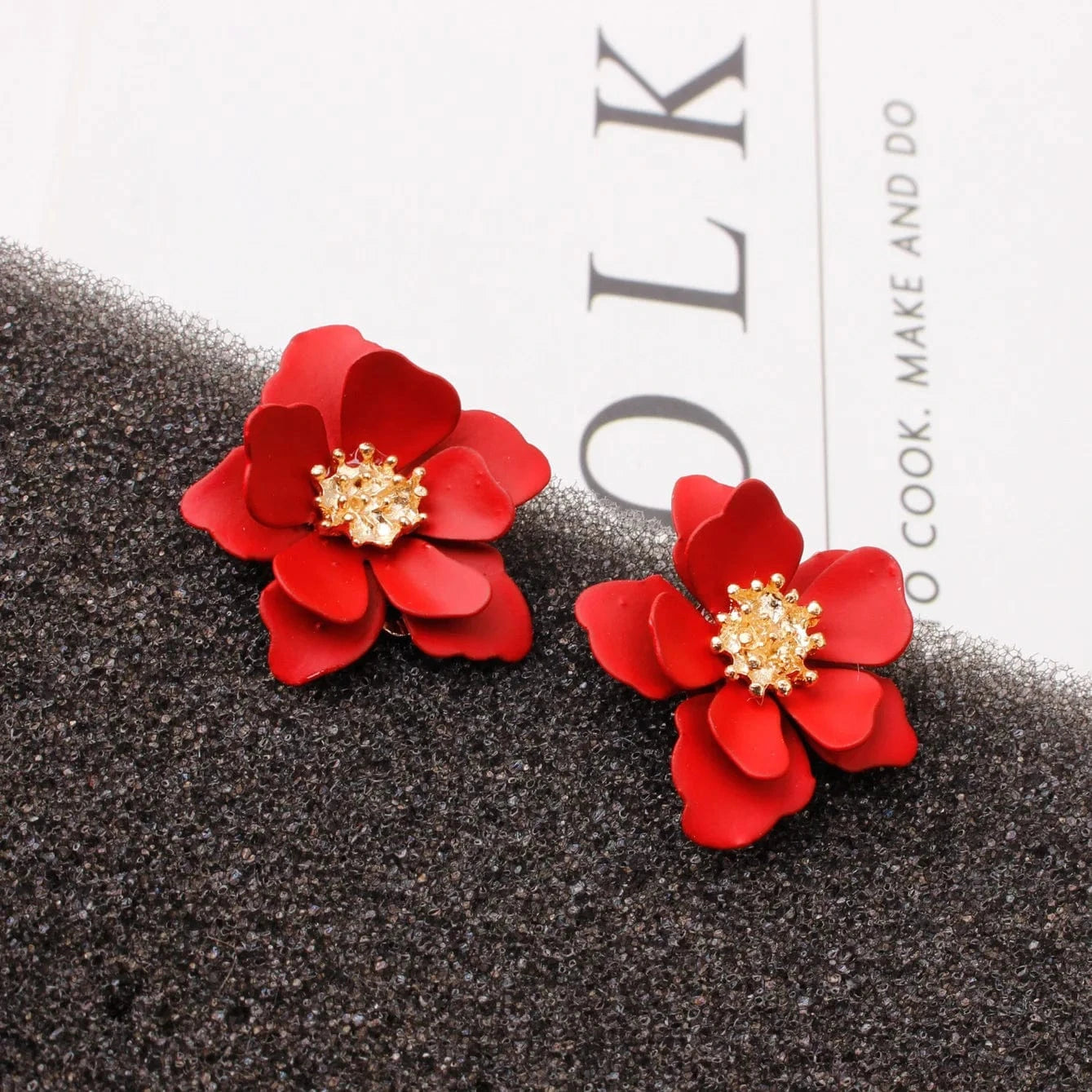 fashion / 13 Hawaiian Gold Colorful Fashion Jewelry Earrings Cute Flower Pearl Earrings Red Floral Flower Pearl Drop Earring Stud For Women