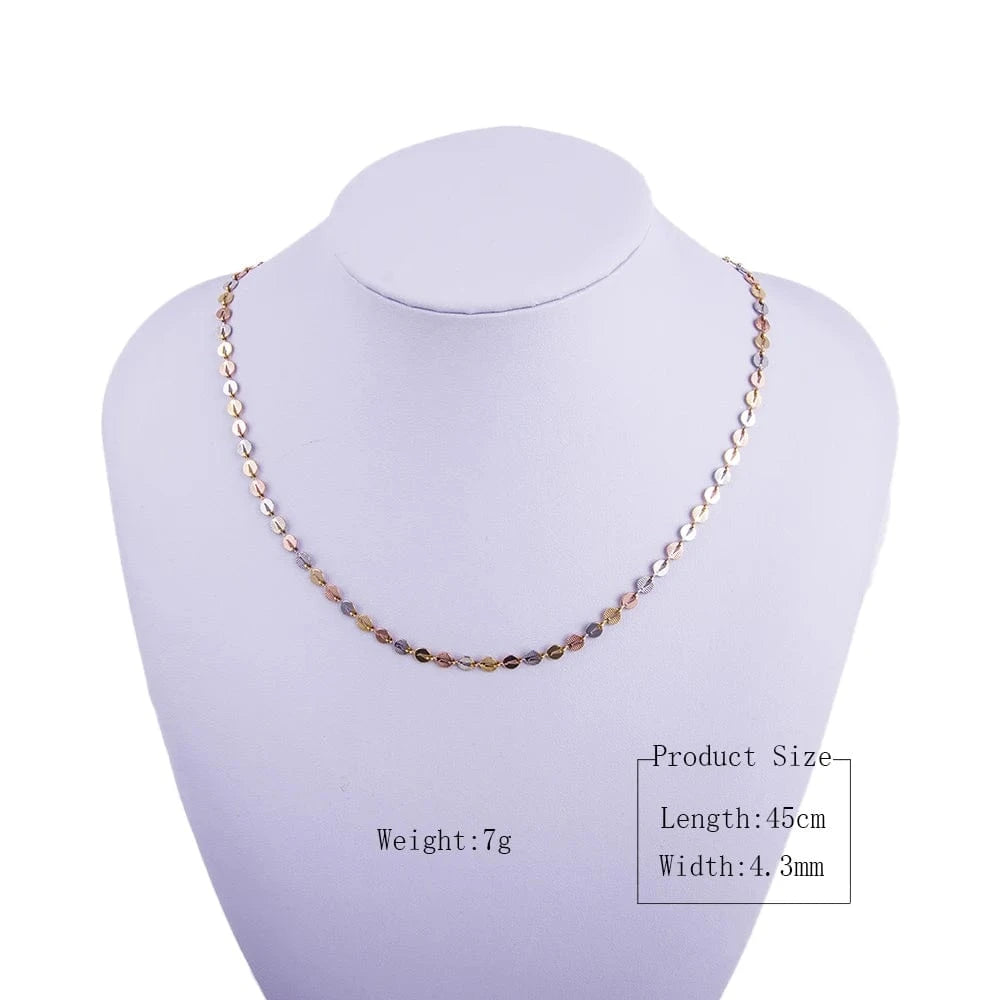 Fashion / 18inches / C10178 Minimalistic Italian 750 Oro 18k Original 24K 14K Waterproof Solid Pure Real Laminated Gold Plated Jewelry  Necklace For Women