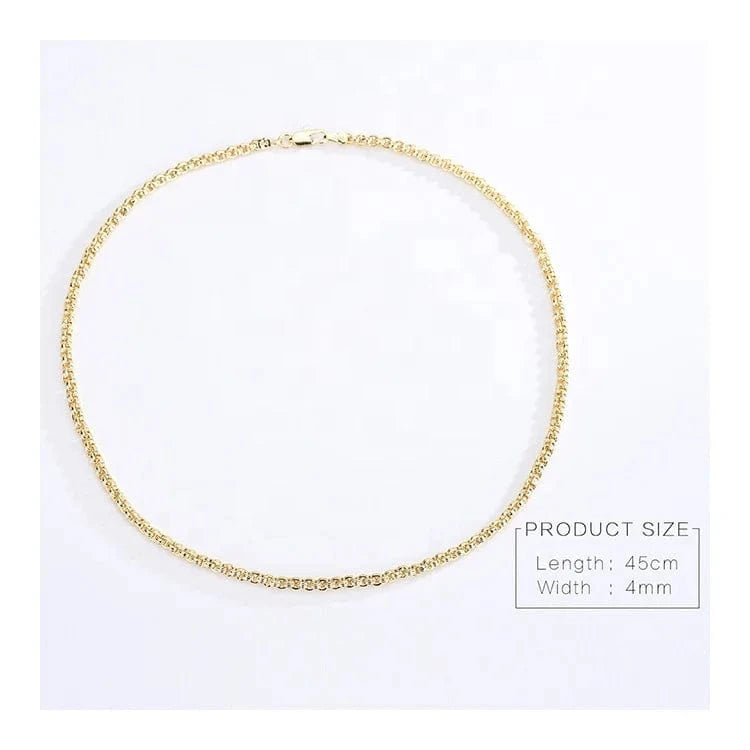 Fashion / 18inches / C11124 Minimalistic Italian 750 Oro 18k Original 24K 14K Waterproof Solid Pure Real Laminated Gold Plated Jewelry  Necklace For Women