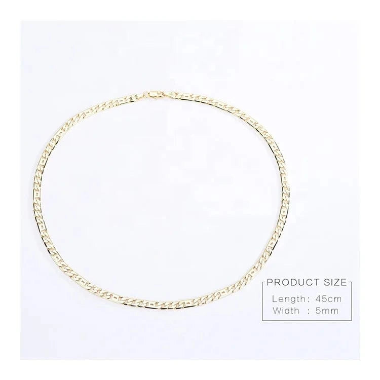 Fashion / 18inches / C11141 Minimalistic Italian 750 Oro 18k Original 24K 14K Waterproof Solid Pure Real Laminated Gold Plated Jewelry  Necklace For Women