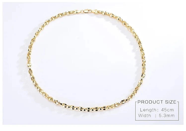 Fashion / 18inches / C13121 Minimalistic Italian 750 Oro 18k Original 24K 14K Waterproof Solid Pure Real Laminated Gold Plated Jewelry  Necklace For Women