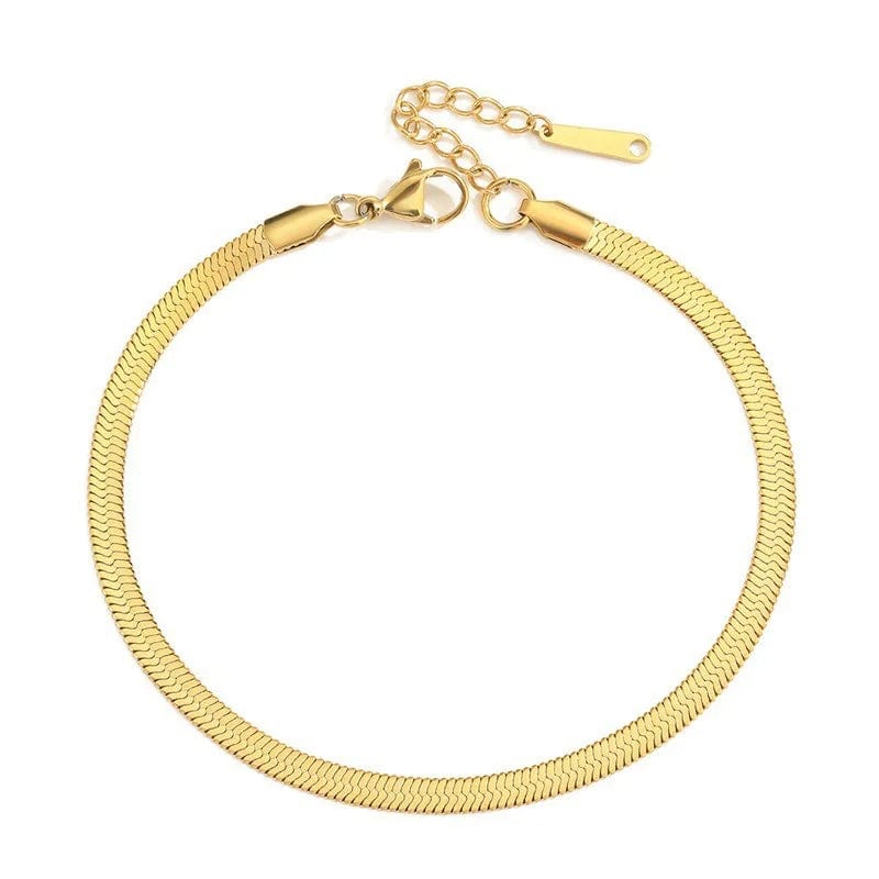Fashion 18K Gold Plated Stainless Steel 3mm/4mm/5mm Snake Chain Bracelet Women Jewelry