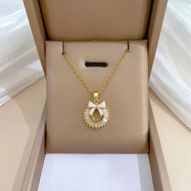 Fashion 18k Gold Plated Stainless Steel Butterfly Necklace Earrings Chain Charm Pendant Women Butterfly Jewelry Set