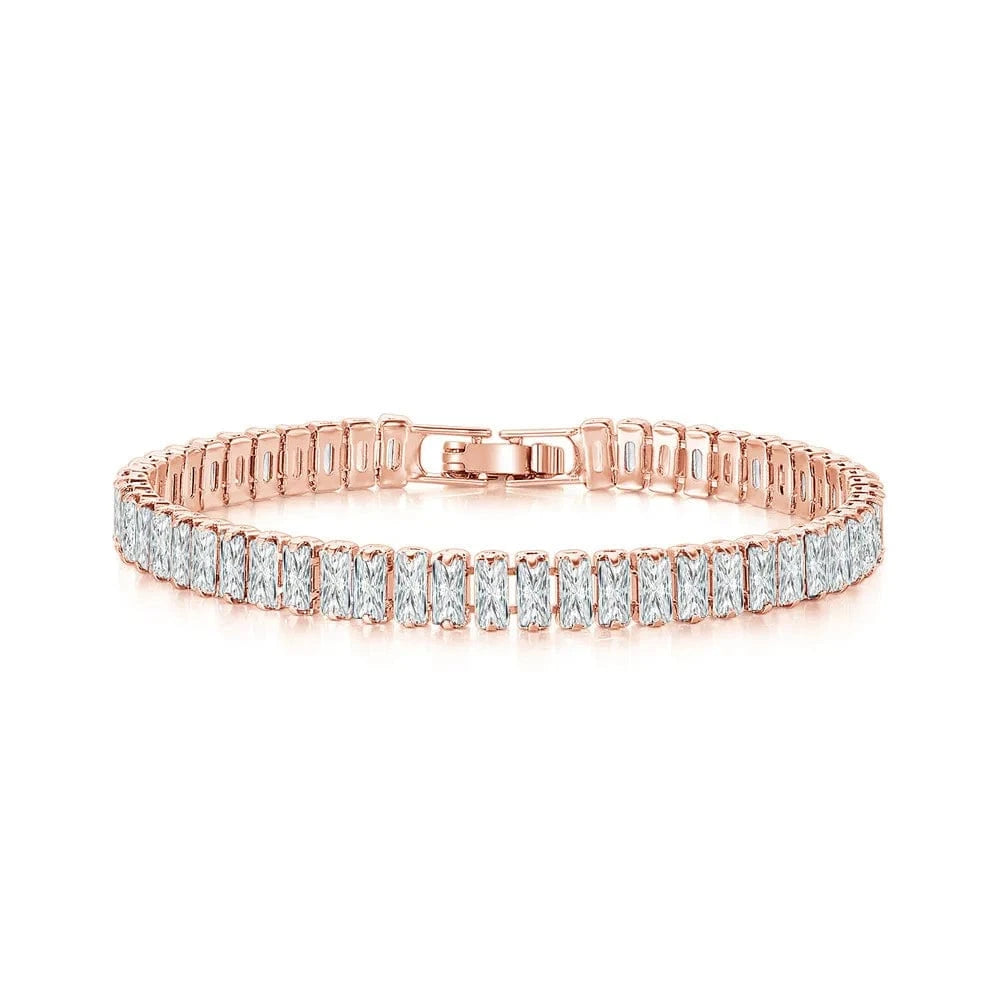 fashion / 19CM / G Fashion luxury gold-plated Boutique Rectangular Colored Cubic Zirconia Bracelet Rainbow Crystal Tennis Chain Bracelet for Women