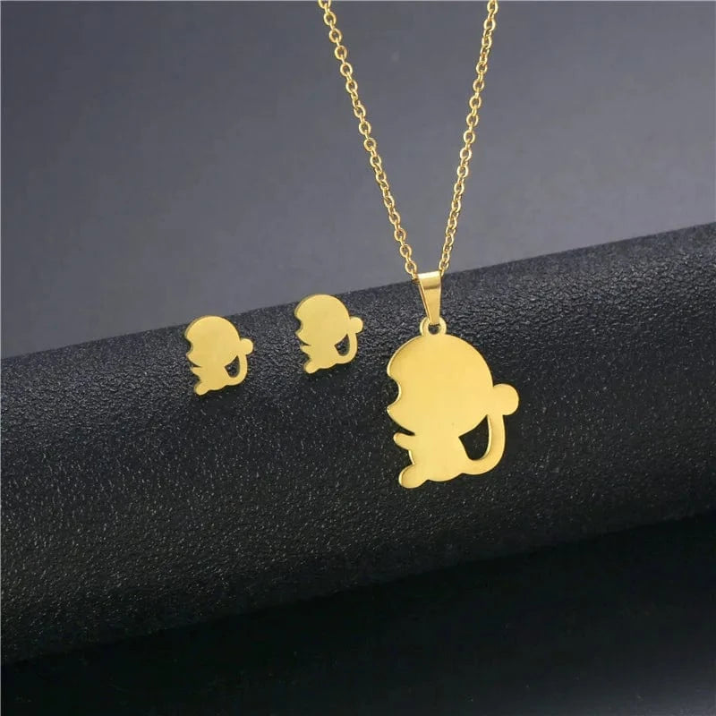 fashion / 20* New Cheap Dubai 18K Gold-plated waterproof Stainless Steel Various shapes pendants Gift Necklace Earrings Jewelry Set For Women